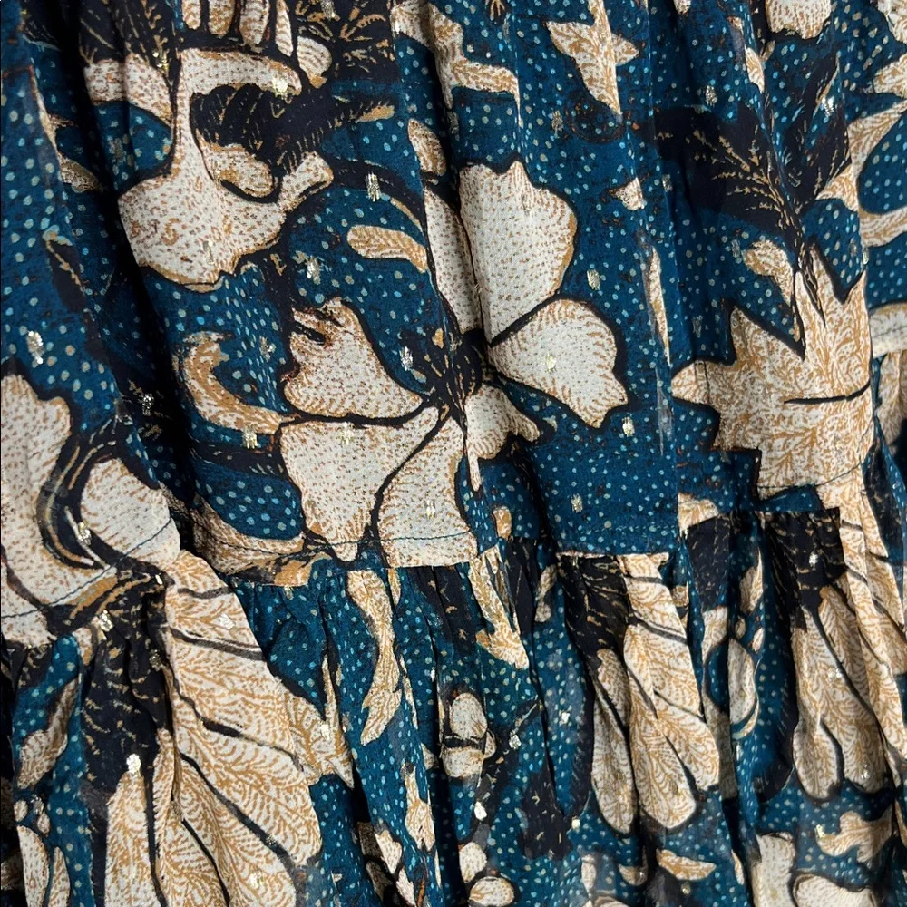 Ulla Johnson Meja Floral Patterned Blue and Cream Skirt - Picture 2 of 6